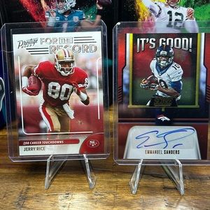 Jerry Rice card,Emmanuel Sanders autographed card.
